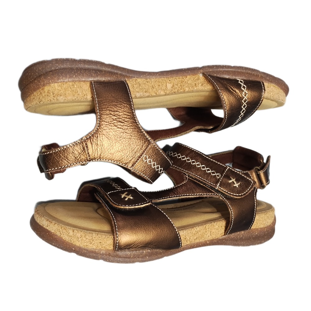 Clarks Collection Roseville Mae Sandals Womens US 9M Brown Metallic Hook & Loop